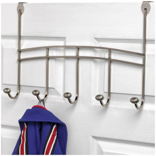 Spectrum Duchess Over-the-Door Satin Nickel 5-Hook Rack Perspective: left