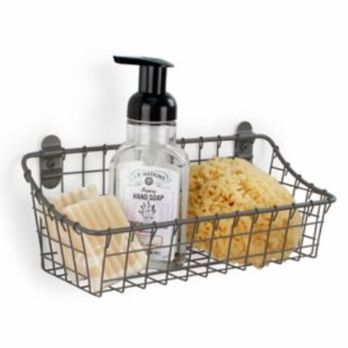 Spectrum Vintage Cabinet & Wall Mount Basket - Industrial Gray Perspective: left