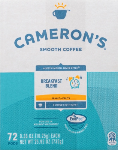 Cameron's Breakfast Blend Single Serve Coffee Pods 72 Count Perspective: left
