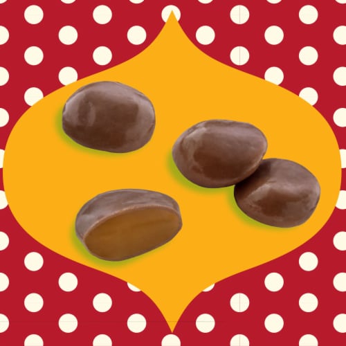 MILK DUDS Chocolate and Caramel Candy Christmas Box Perspective: left