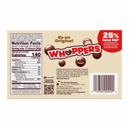 WHOPPERS Malted Milk Balls Candy Box, 1 box / 5 oz - Pay Less