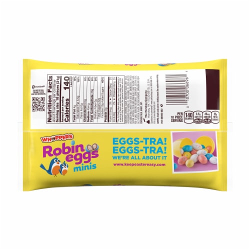 WHOPPERS Robin Eggs Minis Malted Milk Balls Easter Candy Bag Perspective: left