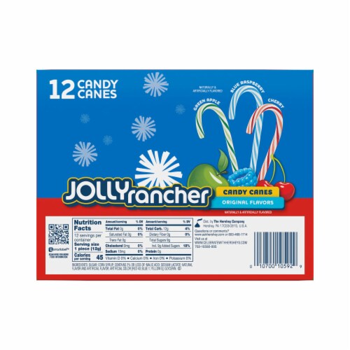 JOLLY RANCHER Assorted Fruit Flavored Christmas Candy Canes Box Perspective: left