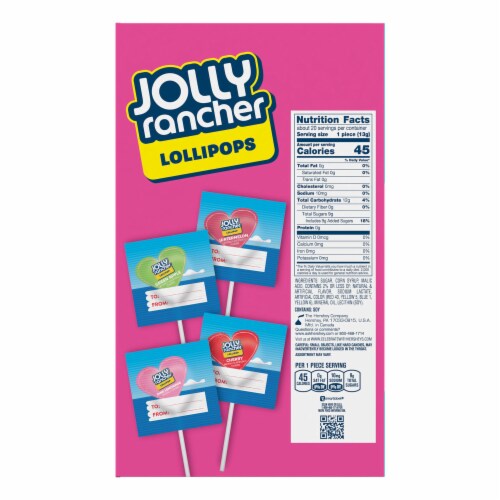 JOLLY RANCHER Assorted Fruit Flavored Valentine Lollipops Box Perspective: left