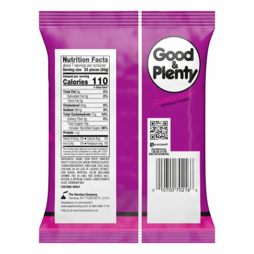 GOOD & PLENTY Licorice Fat Free Candy Bag Perspective: left