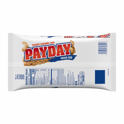 PAYDAY Peanut Caramel Snack Size Halloween Candy Bag Perspective: left