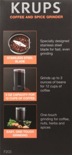 Krups F203 Electric Spice and Coffee Grinder with Stainless Steel Blades 3-Ounce Black