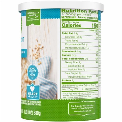 Simple Truth Organic® 100% Whole Grain Steel Cut Oats Perspective: left