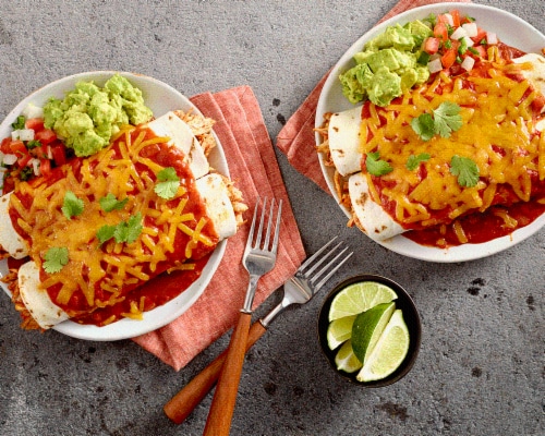 Prep+Pared Chicken Enchiladas Rojas Perspective: left