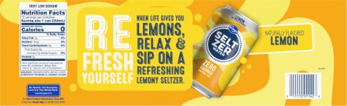 Kroger® Lemon Flavored Seltzer Water Cans Perspective: left