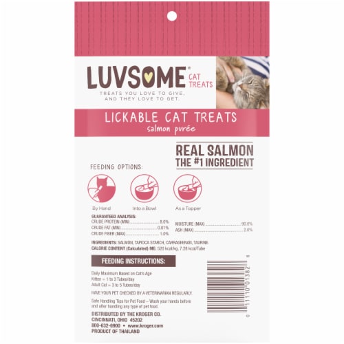 Luvsome® Lickable Salmon Purée Cat Treats Perspective: left