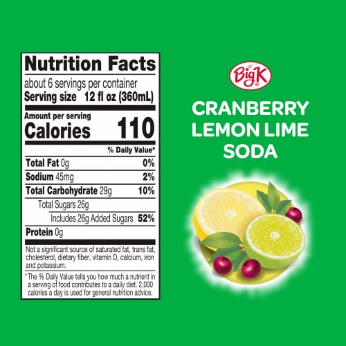 Kroger Big K® Caffeine Free Cranberry Lemon Lime Soda Perspective: left
