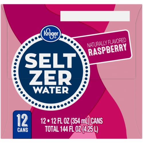 Kroger® Raspberry Flavored Seltzer Water Cans Perspective: left