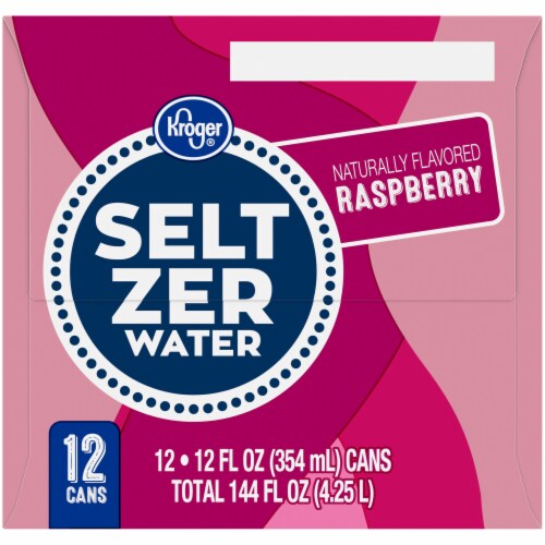 Kroger® Raspberry Flavored Seltzer Water Cans Perspective: left