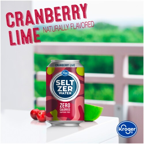 Kroger® Cranberry Lime Flavored Seltzer Water Cans Perspective: left