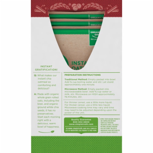 Simple Truth Organic® Cinnamon & Cranberry Instant Chia Oatmeal Packets Perspective: left