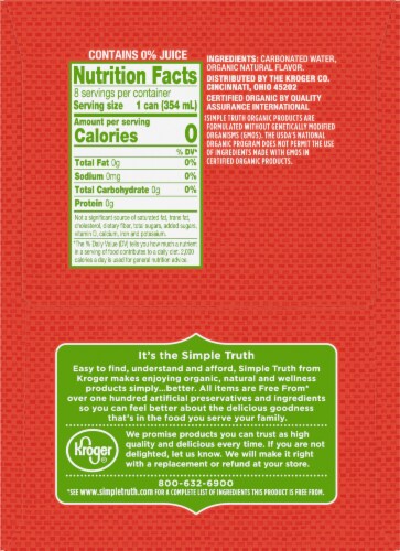 Simple Truth Organic Tangerine Lemongrass Flavored Seltzer Water Cans Perspective: left
