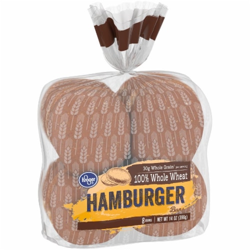 Kroger® 100% Whole Wheat Hamburger Buns Perspective: left