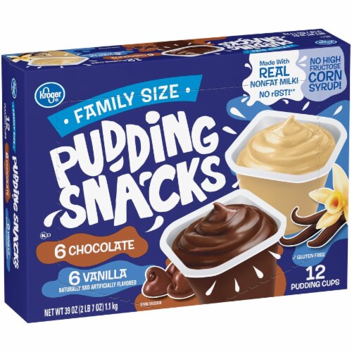 Kroger® Chocolate and Vanilla Pudding Snack Cups Family Size Perspective: left