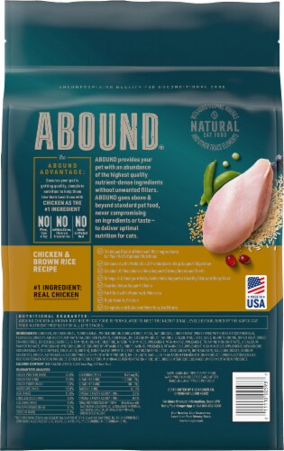 Abound Chicken & Brown Rice Recipe Adult Dry Cat Food Perspective: left