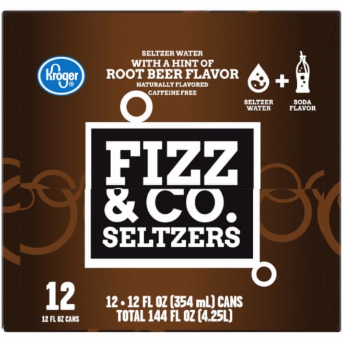 Kroger® Fizz & Co. Root Beer Flavored Seltzer Water Cans Perspective: left