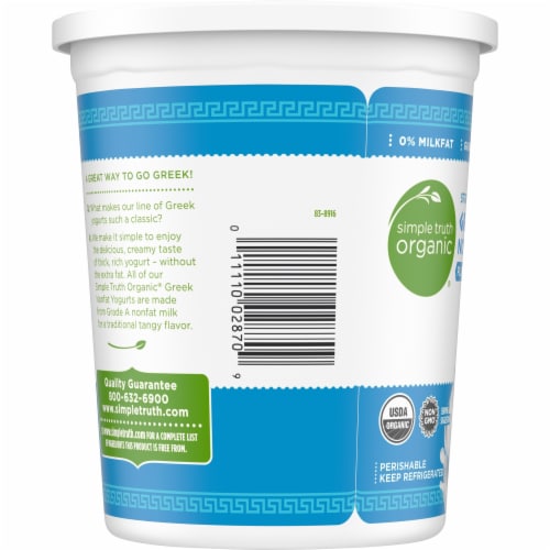 Simple Truth Organic® Plain Strained Greek Nonfat Yogurt Perspective: left