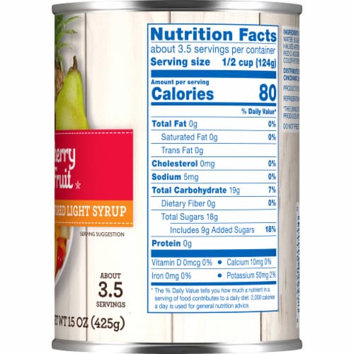 Kroger® Extra Cherry Mixed Fruit in Natural Cherry Flavored Light Syrup Can Perspective: left