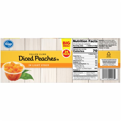 Kroger® Yellow Cling Diced Peach Cups in Light Syrup BIG DEAL! Perspective: left
