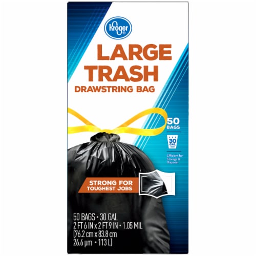 Kroger® Large 30 Gallon Drawstring Trash Bags Perspective: left