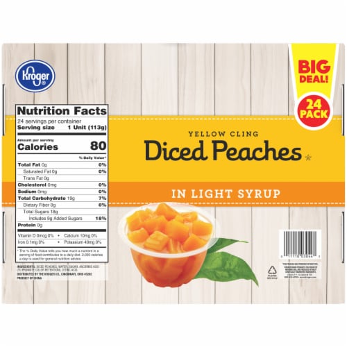 Kroger® Yellow Cling Diced Peach Cups in Light Syrup BIG DEAL! Perspective: left