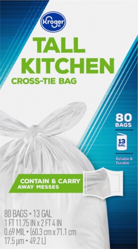 Kroger® Tall 13 Gallon Kitchen Cross Tie Trash Bags Perspective: left