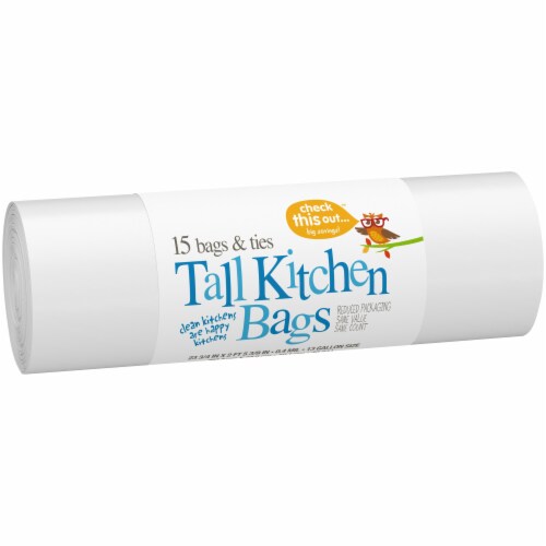Check This Out™ 13 Gallon Tall White Kitchen Trash Bags Perspective: left