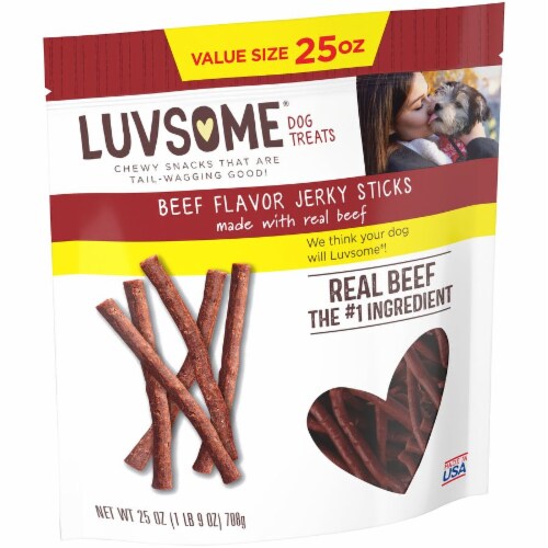 Luvsome® Beef Flavor Jerky Sticks Dog Treats Perspective: left
