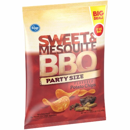 Kroger® Sweet & Mesquite BBQ Flavored Potato Chips Party Size Perspective: left