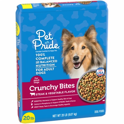 Pet Pride Steak & Vegetable Crunchy Bites Adult Dry Dog Food, 20 lb