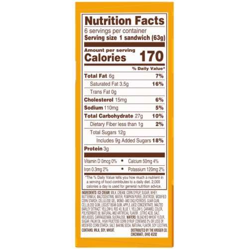 Kroger® Pumpkin Pie Ice Cream Sandwiches Perspective: left