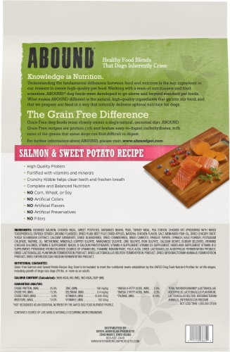 Abound® Grain Free Salmon & Sweet Potato Recipe Adult Dry Dog Food Perspective: left