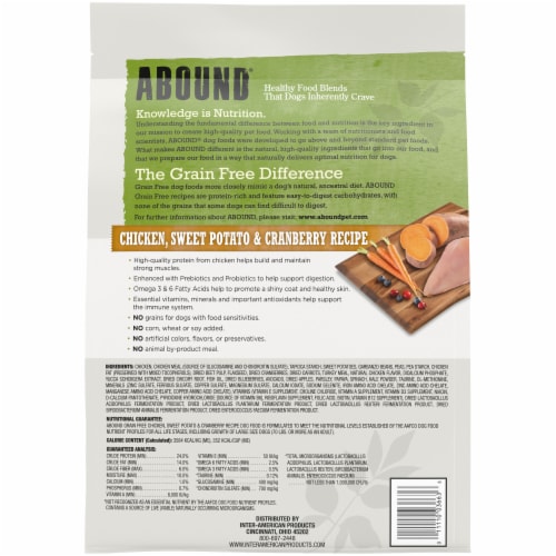 ABOUND® Grain Free All Life Stages Dry Dog Food Chicken Sweet Potato & Cranberry Perspective: left