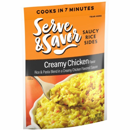 Serve & Savor Chicken Flavored Rice and Sauce Perspective: left