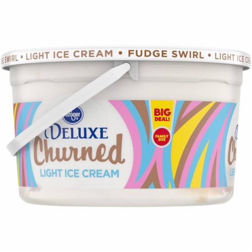 Kroger® Deluxe Churned Fudge Swirl Light Ice Cream Tub Perspective: left