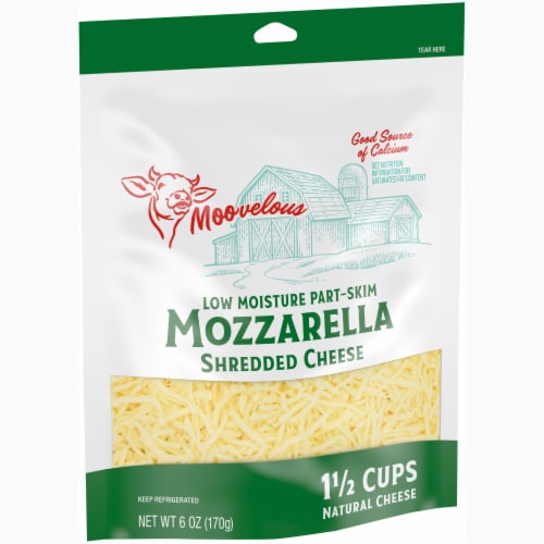 Moovelous Shredded Mozzarella Cheese Perspective: left