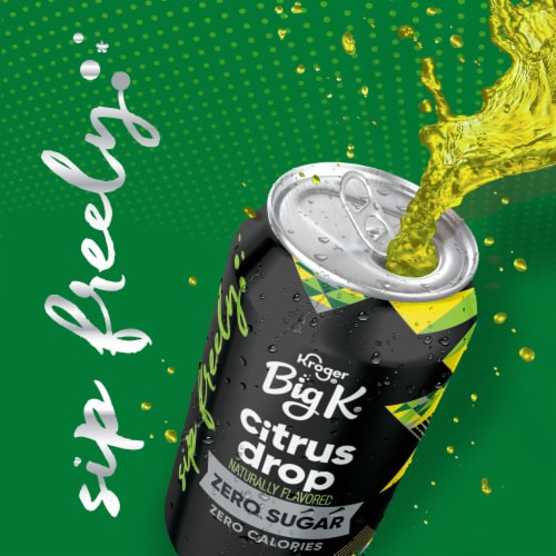 Big K® Citrus Drop Zero Sugar Soda Cans Perspective: left