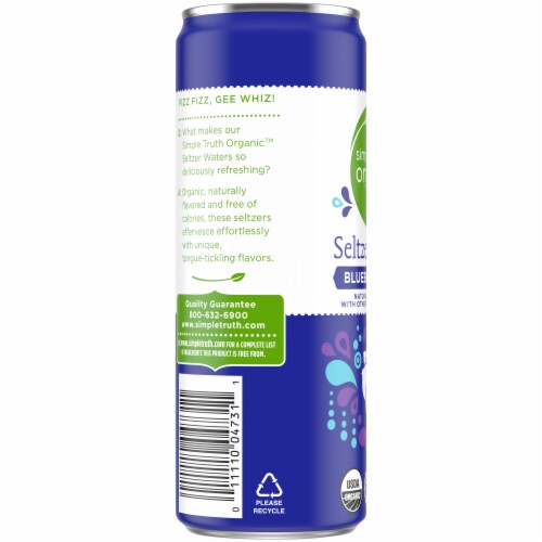 Simple Truth Organic™ Blueberry Acai Flavored Seltzer Water Can Perspective: left