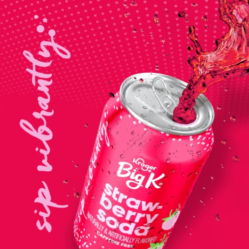 Big K® Strawberry Caffeine Free Soda Cans Perspective: left