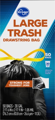 Kroger® Large Drawstring 30 Gallon Trash Bags Perspective: left
