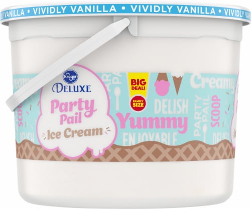 Kroger® Deluxe Vividly Vanilla Flavored Ice Cream Family Size Perspective: left