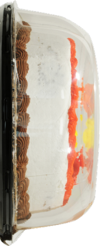 Bakery Chocolate Decorated White Simply Satin Cake Perspective: left