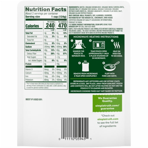 Simple Truth Organic™ 90 Second Black Pepper 100% Whole Grain Brown Rice with Ancient Grains Perspective: left