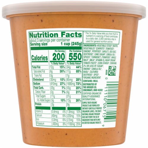Simple Truth Organic® Gluten Free Tomato Bisque Soup Perspective: left