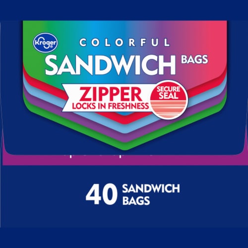 Kroger® Reclosable Colorful Assorted Sandwich Bags 40 Count Perspective: left